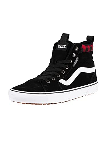 Image of Vans Men's Trainers Filmore Hi Vansguard (Suede) Black/red Plaid, Size UK 9.5