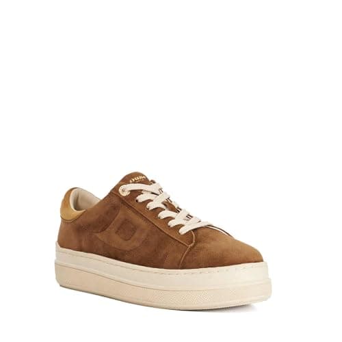 Image of Dune London Ladies Eden Flatform Lace-Up Trainers Size UK 3 Suede Dark Tan