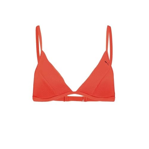 Image of PUMA Women's Swimwear Ribbed Triangle Top Bikini, red Combo, X-Small