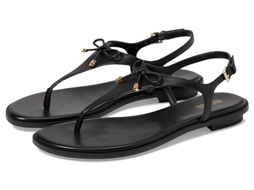 Image of Michael Kors Women's Nori Flat Thong Sandal, Black, 2.5 UK