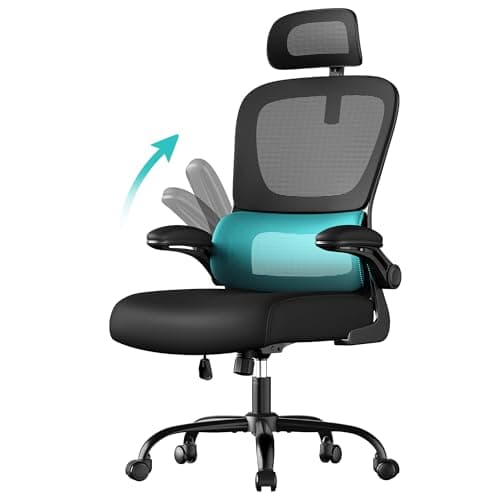 Image of SONGMICS Office Chair, Ergonomic Mesh Chair for Desk, with Double-Layer Breathable Mesh Fabric, Dynamic Lumbar Support, Adjustable Headrest, for Home Office, Ink Black OBN041B01