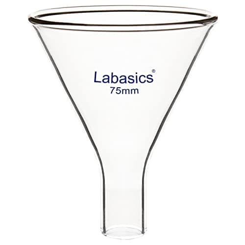 Image of Labasics Glass Powder Funnel, Heavy Wall Borosilicate Glass Short Stem Funnel with 75 mm Top Height and 31 mm Stem Height