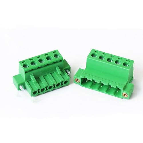 Image of XUGERIP 5 Set 5.08mm Pitch 5 Pin Pluggable Screw Terminal Block with Mounting Lugs, Male Plug and Female Socket Connector-300V 15A AWG24-12