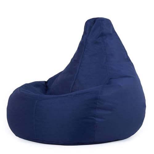 Image of Bean Bag Bazaar Dalton Gaming Bean Bag Chair, Navy Blue, Garden Chair, Water Resistant Fabric, Beanbag for Indoor and Outdoor Use with Filling Included, Garden Furniture, Outdoor Seating