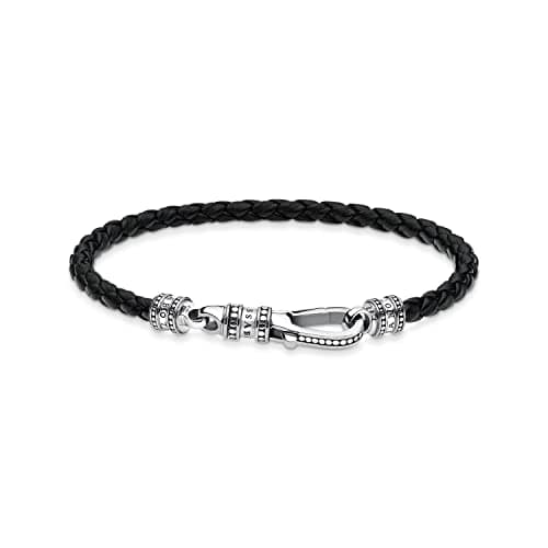 Image of Thomas Sabo leather bracelet carabiner 925 sterling silver A1931-682-11-L19