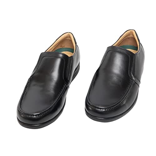 Image of Roamers Mens Leather Twin Gusset Casual Shoe - Extra Wide Fit Black 9 UK