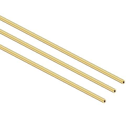 Image of iMeistek Brass Round Tube, 2mm OD x 0.5mm Wall Thickness 300mm Length Seamless Straight Pipe Tubing for DIY Crafts (3Pcs)