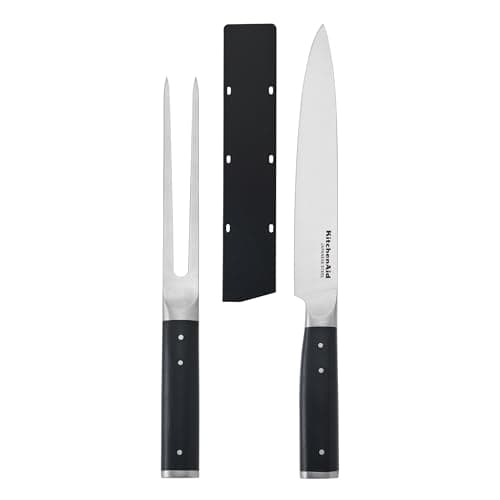 Image of KitchenAid 2-Piece Carving Set, Includes Carving Fork and Carving Knife with Stainless Steel Blades, Ergonomic Matte Black Handles, Dishwasher Safe