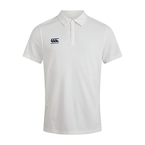 Image of Canterbury Mens Wicking CCC Logo Cricket Polo Shirt, Cream, M - Chest 39-41 (99-104cm)