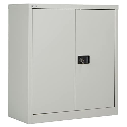 Image of Office Hippo Bisley Contract Stationery Cupboard, 100 cm high - Goose Grey