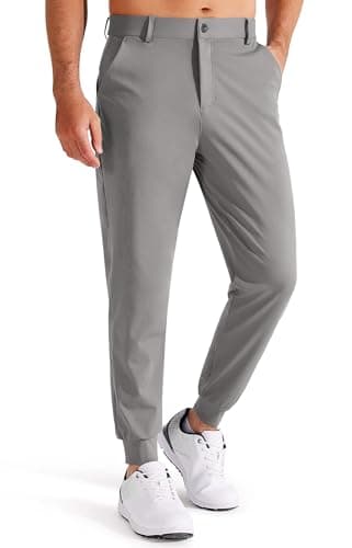 Image of Libin Men's Golf Joggers Stretch Slim Fit Golf Pants Jogging Bowling Outdoor Chino Trousers Sports Running Casual with Pockets, Grey L