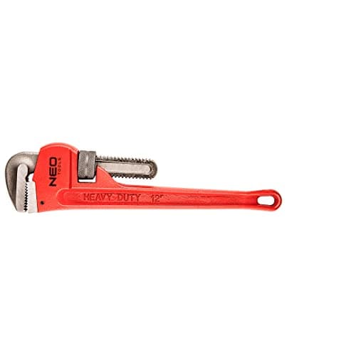 Image of NEO TOOLS Stillson Pipe Wrench 300mm Range 55mm 12" Weight 0.94kg Ductile Iron Housing Jaws Forged Ground Serrated Worm Mechanism