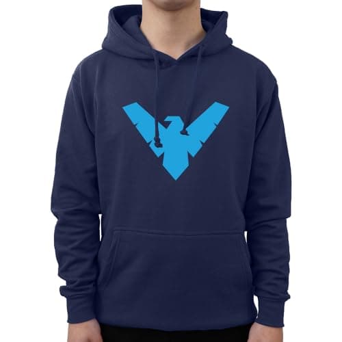 Image of Graphic Impact Inspired NIGHT OWL Inspired Night Wing Unisex Distressed Film Hoodie (Navy Blue, XXlarge)