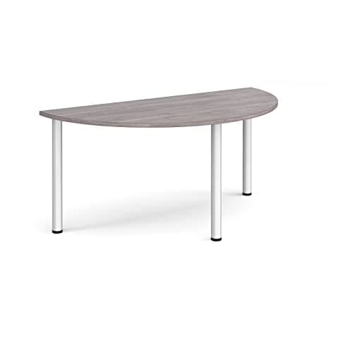 Image of Mr Office Semi circular radial leg meeting table - silver legs, Grey oak