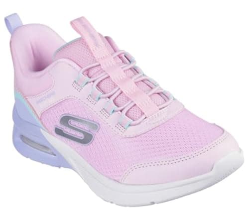 Image of Skechers Girl's Microspec Max Color Trifecta Sneakers, Light Pink Synthetic/Multi Trim, 2 UK Child
