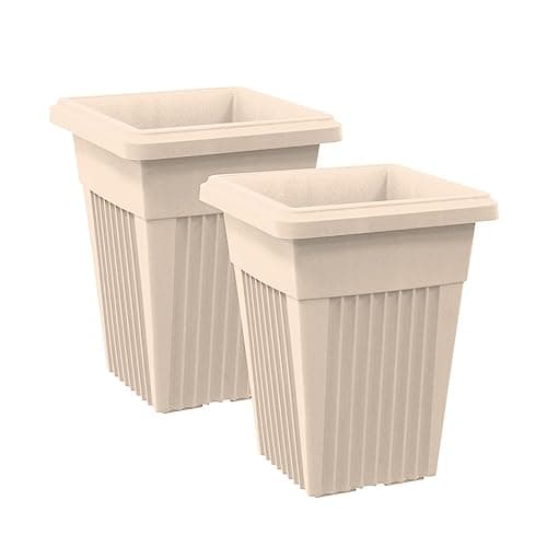Image of simpa Sovereign Pillar Upright Planters 40cm TAUPE - Set of 2