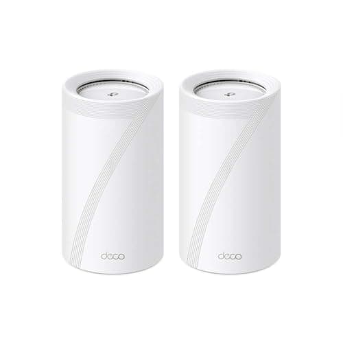 Image of TP-Link Deco BE85 Wi-Fi 7 Mesh WLAN Set (2 Pack), BE19000 Tri-Band Router and Repeater (10 Gbit/s Ethernet/Fiber Port, 19 GPS Wi-Fi Speed, WPA3, 320 MHz Channels, 6 GHz) White