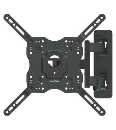 Image of Amazon Basics TV Wall Mount, Swivelling Tilting TV Bracket for 26-55 Inch Flat and Curved TV or Monitor up to 36 kg, TV Stand, Max VESA 400 x 400 mm, Black