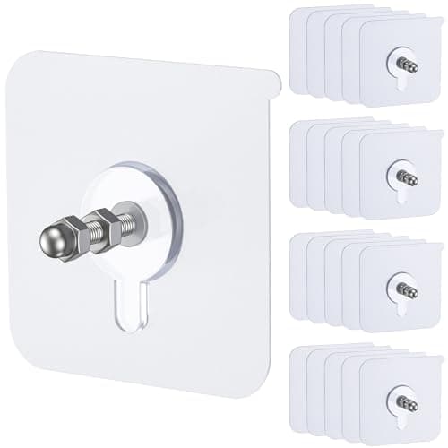 Image of Uniclife 20 Pcs Self Adhesive Picture Hooks, 12 kg Load Heavy Duty Picture Hangers Without Nails, 16 mm Adhesive Wall Hooks for Hanging, Transparent Waterproof Sticky Hook for Bathroom Kitchen