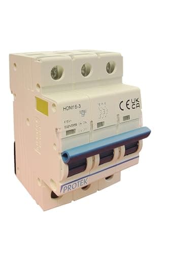 Image of PROTEK HDMCB-C Curve 3 Pole MCB Circuit Breaker – High-Performance Industrial Protection (Multiple Amp Ratings Available) (16 Amps)