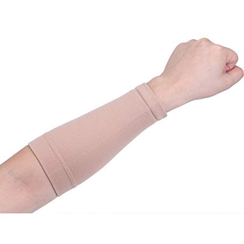 Image of 20LY 1 Pair Stretchy Forearm Compression Sleeves Arms Warm Tattoo Cover Up Sun Protection Cycling Sleeves Men Women ((Beige, M)