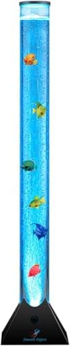 Image of Smooth Papers 90cm Colour Changing LED Light Bubble Fish Mood Lamp with Colourful Artificial Tropical Fishes, Sensory Relaxing Atmosphere Mood Light (90 cm, Black)