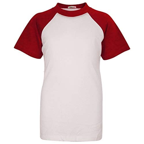 Image of A2Z 4 Kids Raglan Style T Shirt Colour Contrast Top Short Sleeve - T Shirt PL426 Red 11-12