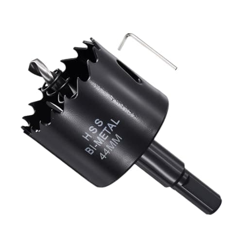 Image of METALLIXITY Bi-Metal Hole Saw 1-47/64", M42 HSS Circular Head 44mm Hole Cutter with Center Drill Bit - for Thick Stainless Steel Hard Steel Sheet, Black