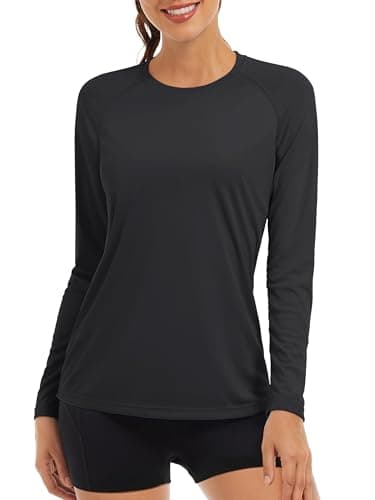 Image of TACVASEN Womens Long Sleeve T Shirt UV Tops Summer Sun Protection Shirt UPF Walking Shirt Outdoor Work T-Shirt Lightweight Base Layer Black