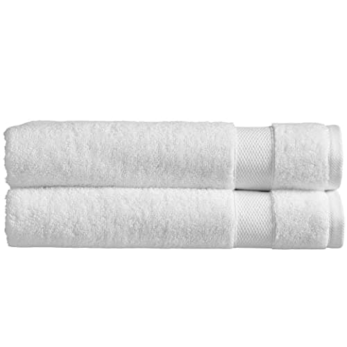 Image of Christy Refresh Bath Sheets | Set of 2 | Quick Dry | Gentle Pastel Tones | Soft Plush Large Bathroom Towels | Absorbent Shower Towels | 100% Cotton 550GSM | White