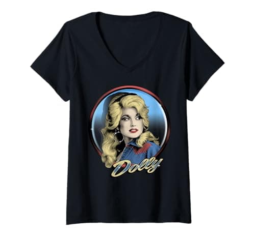 Image of Womens Dolly Parton Western V-Neck T-Shirt