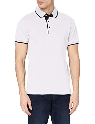 Image of Clique Mens Seattle Polo Shirt White/Dark Navy S Short-Sleeved Turn Down Collar 100% Cotton 190gsm