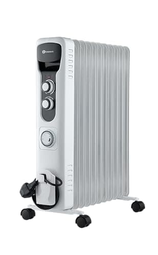 Image of PureMate Oil Filled Radiator, 2500W/2.5KW - 11 Fin - Portable Electric Heater, 3 Power Settings, Adjustable Temperature and Thermostat, Thermal Safety Cut off & 24 Hour Timer