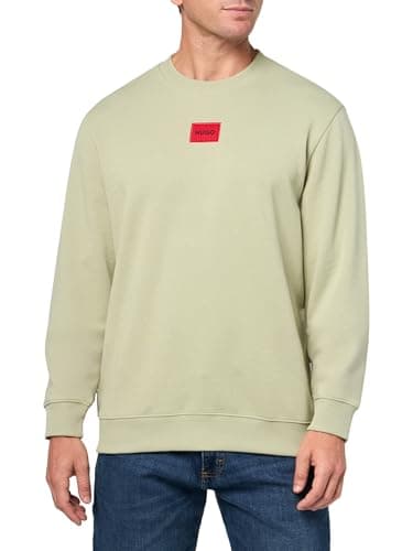 Image of HUGO Men's Regular Fit Square Logo Jersey Sweatshirt, Green Tea, S