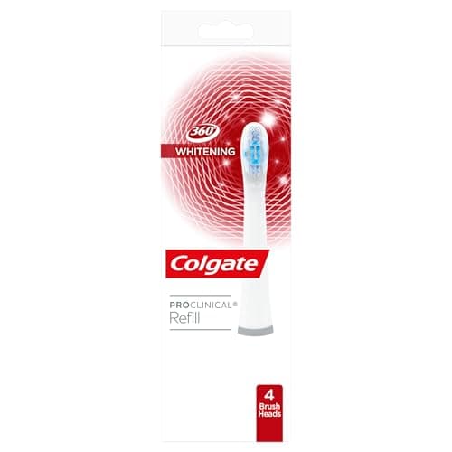 Image of Colgate ProClinical 360° Whitening Electric Toothbrush Heads Refill, Pack of 4 - Helps Whiten Teeth - Removes Surface Stains
