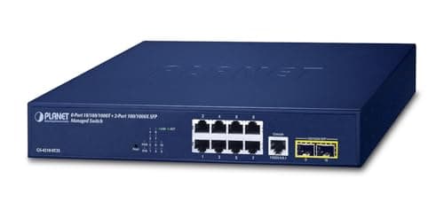 Image of PLANET 10/100/1000T + 2-Port Managed L2/L4 Gigabit Ethernet (10/100/1000) 1U Blue