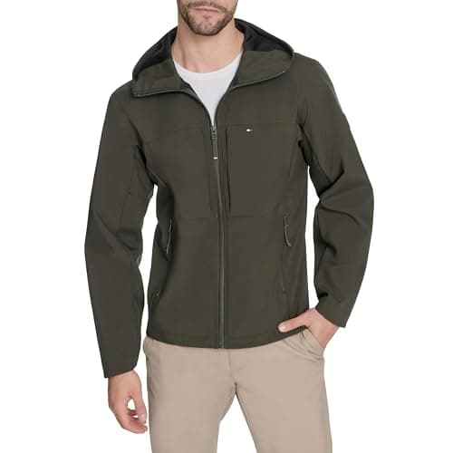 Image of Tommy Hilfiger Men's Stand Collar Jacket, Olive, S
