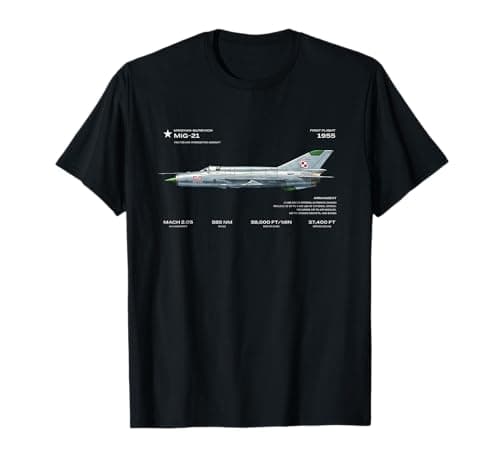 Image of MiG-21 Fighter Jet – Cold War Soviet Aircraft Design T-Shirt