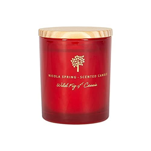 Image of Nicola Spring Wild Fig & Cassis Scented Candle - 130g - 21 Hour Burning Time Natural Soy Wax Single Wick Candles Relaxing Fragrance Aromatherapy Gift Set