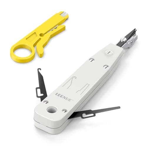 Image of LEENUE Punch Down Tool Impact Krone Tool for Ethernet RJ45 Socket Cat5/Cat6/Ca6A Network Telephone Cable RJ11 Professional Terminal Insertion Tools with Hook and Blade Grey