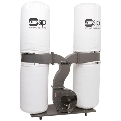 Image of SIP Double Bag Dust Extractor Collector for Woodworking Workshop, 230V 2200W 3hp, 306L Capacity, 3900m³/hr Air Flow, 2 x 5 Micron Filtration with Triple Inlet Adapter for 3 Machines with 1 Collector