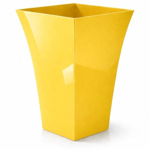 Image of CrazyGadget® Large Milano Tall Planter Square Plastic Garden Flower Plant Pot Gloss Finish - for Indoor and Ourdoor (Yellow, 1)