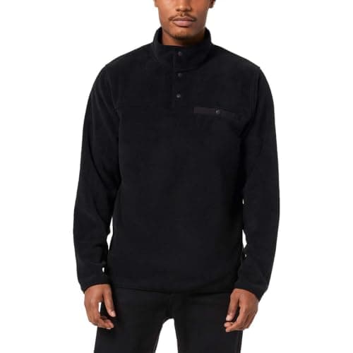 Image of 32 Degrees Heat MENS Midweight Snap Arctic Fleece Pullover jacket, Black Large (L)