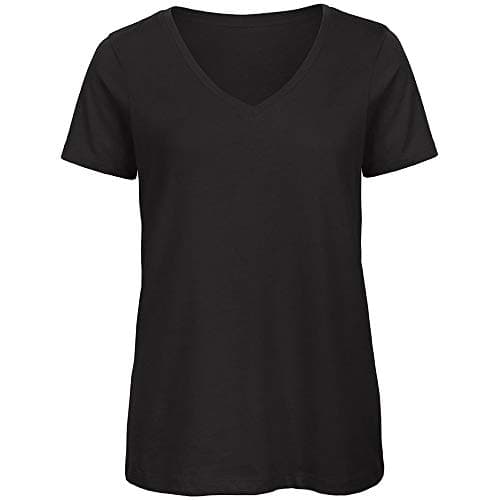Image of B&C Womens/Ladies Favourite Organic Cotton V-Neck T-Shirt (2XL) (Black)