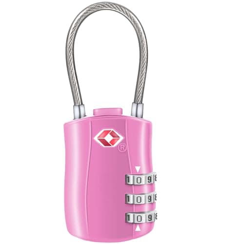 Image of TSA Luggage Locks, Diyife 3-Digit Security Suitcase Padlocks Travel Padlock Combination Padlocks, Code Padlocks for Luggage Travel Suitcase Bag Case(Pink)