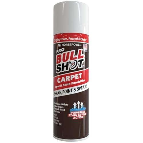Image of Bull Shot Carpet Spot & Stain Remover by Horsepower, AS-SEEN-ON-TV, Made In USA, Just Point & Spray, Stain-Lifting Foam-Action, Pet Stains & Odors, Coffee, Soda, Wine, Grease, New & Old Stains & More