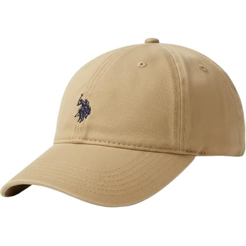 Image of U.S. Polo Assn. Men's U.s Polo Assn. Cotton Adjustable Curved Brim With Embroidered Small Pony Logo Baseball Cap, Beige, One Size UK