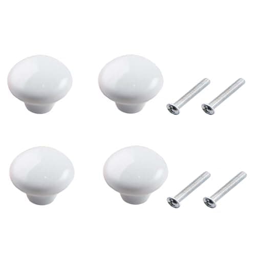 Image of Yesmin 4 Pcs Colored Ceramic Drawer Handles,Cute Cabinet Handles,Wardrobe Door Single Hole,Bedroom,Living Room,Kitchen Furniture-White