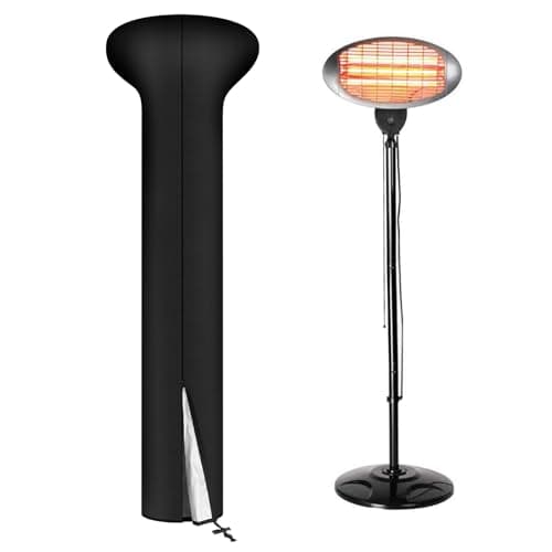 Image of AOOWU Patio Heater Cover, Outdoor Heavy Duty 210D Oxford Fabric, Waterproof Windproof UV Protection, Outdoor Garden Heater Cover with Zipper and Adjustable Hem Cord, Electric Patio Garden Heater Cover