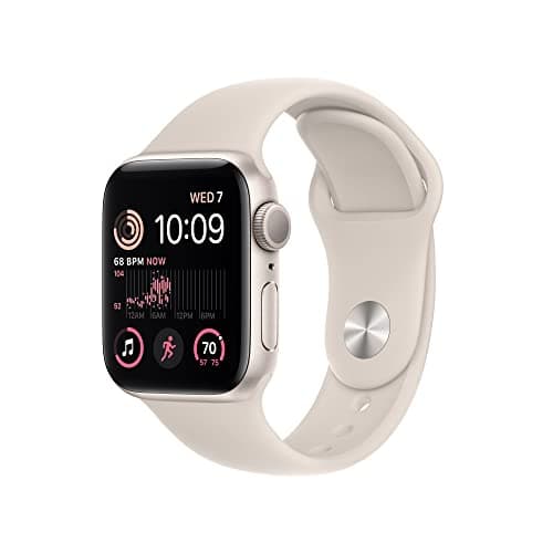 Image of Apple Watch SE (2nd Gen) (GPS, 40mm) - Starlight Aluminium Case with Starlight Sport Band, Regular (Renewed)